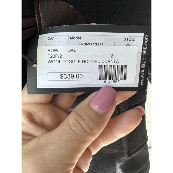 Dal Lago kids Toggle Hooded wool coat size 2 - Picture 7 of 13